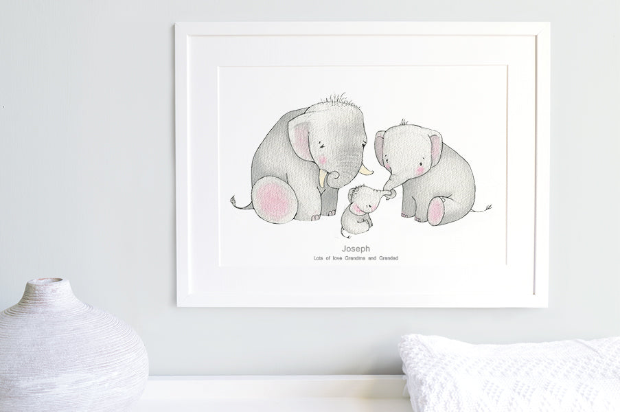 Children&#39;s Illustrated Elephant Family Picture (Copy)