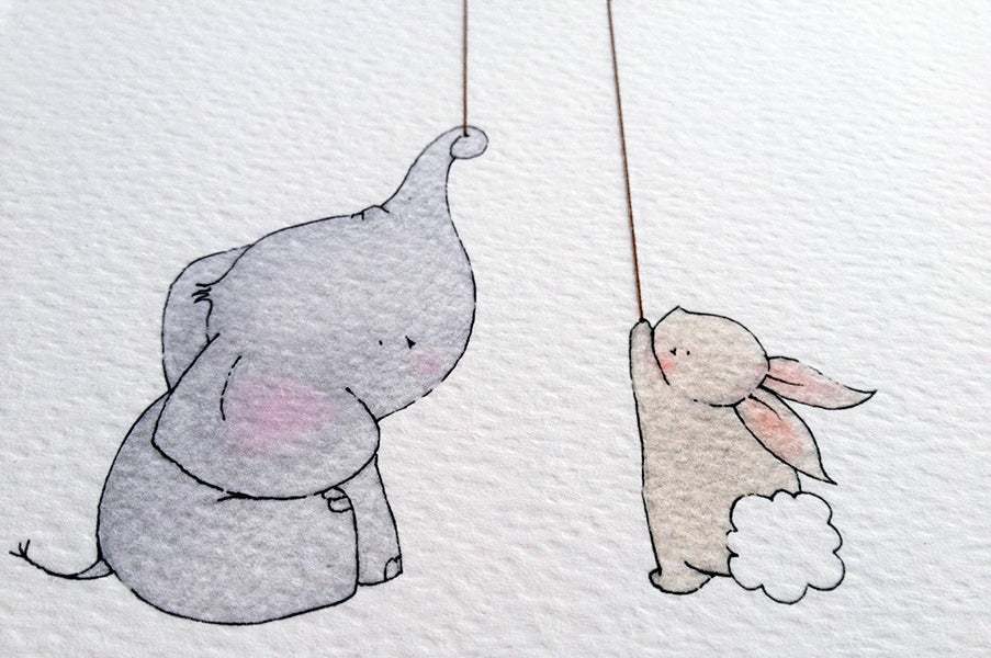 Children's Elephant and Rabbit Best Friends Picture - daisyandbump