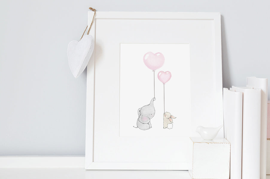 Children's Elephant and Rabbit Best Friends Picture
