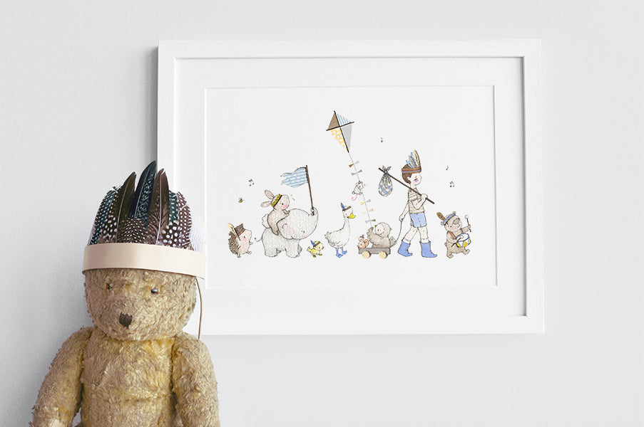 Children&#39;s personalised Explorers picture for baby boy or girl