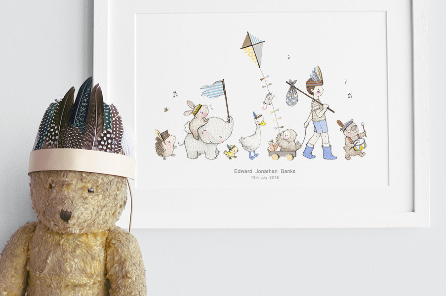 Children&#39;s personalised Explorers picture for baby boy or girl