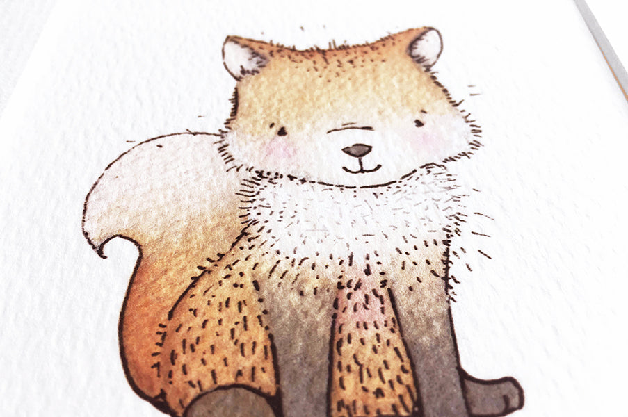 Newborn Baby Fox Nursery Art Print