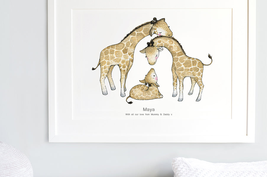 Cute Giraffe Family Nursery Picture