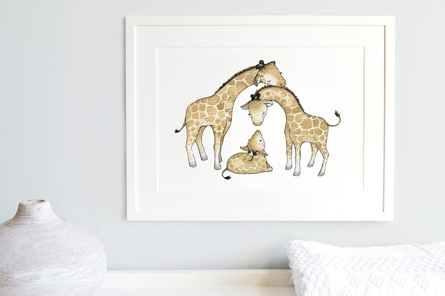 Cute Giraffe Family Nursery Picture