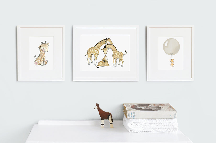 Baby Giraffe Nursery Wall Art Set
