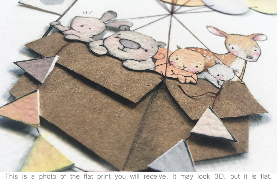 Woodland Balloon Journey Neutral Nursery Art Print (Copy)