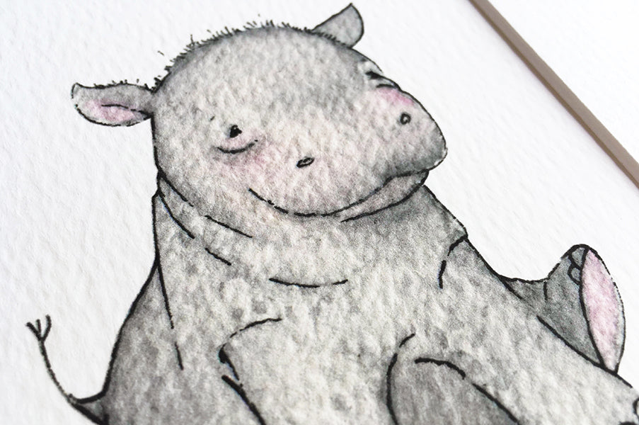 Personalised Newborn Baby Hippo Picture