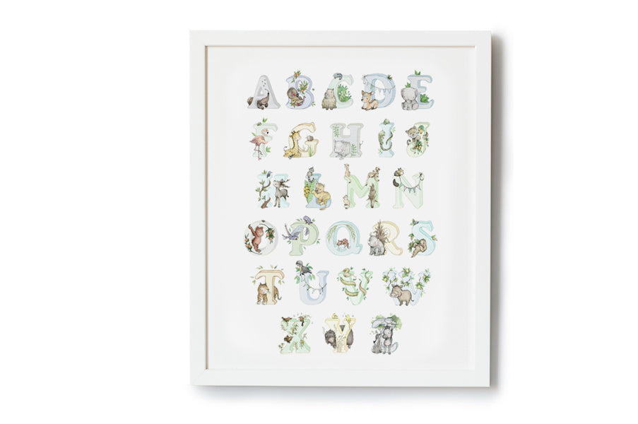 Boy&#39;s Blue Jungle Animal Alphabet Picture