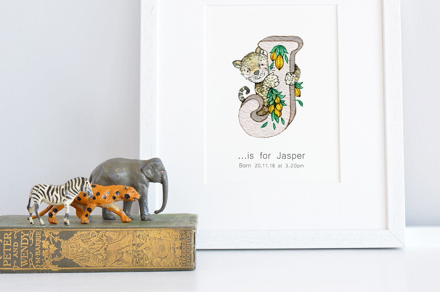 Children&#39;s Bright Personalised Jungle Initial Letter Print