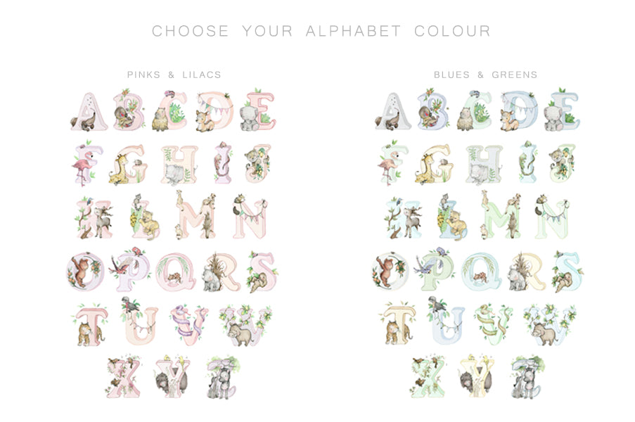 Personalised Kid&#39;s Neutral Safari Jungle Animal Letter Print