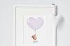 Girl&#39;s Lavender Heart Balloon Bedroom Wall Art Print