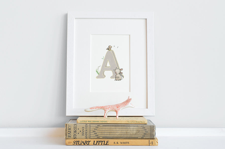 Personalised Neutral Children's Woodland Letter Print