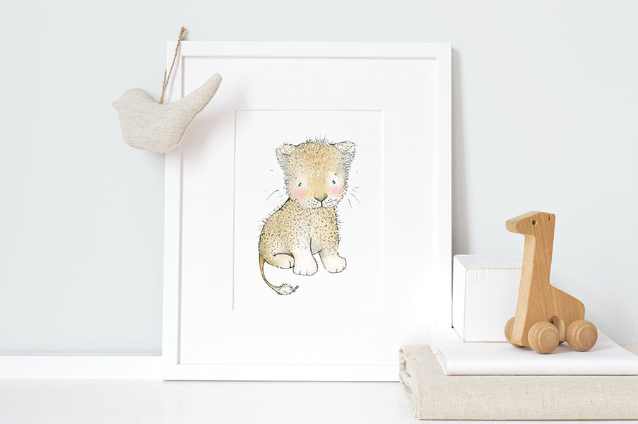 Personalised Newborn Baby Lion Cub Picture