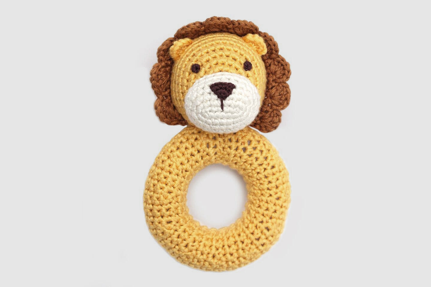 Organic Crochet Lion Ring Baby Rattle Toy