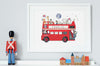 Children&#39;s Personalised Red London Bus Picture