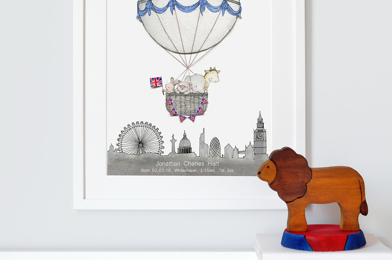 Kid&#39;s London Skyline Balloon Journey Art Print (Copy)