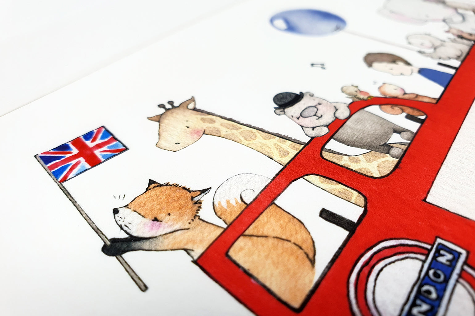 Children&#39;s Personalised Big Red London Bus Picture