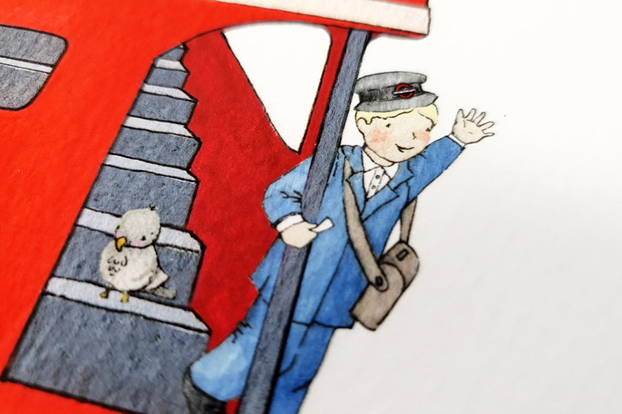 Children&#39;s Personalised Big Red London Bus Picture