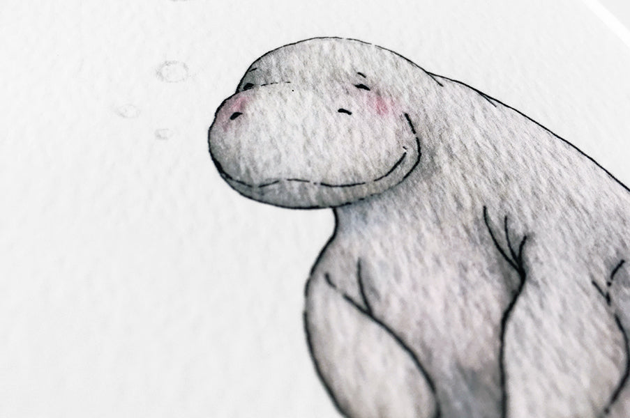 Newborn baby Manatee Nursery Decor Print