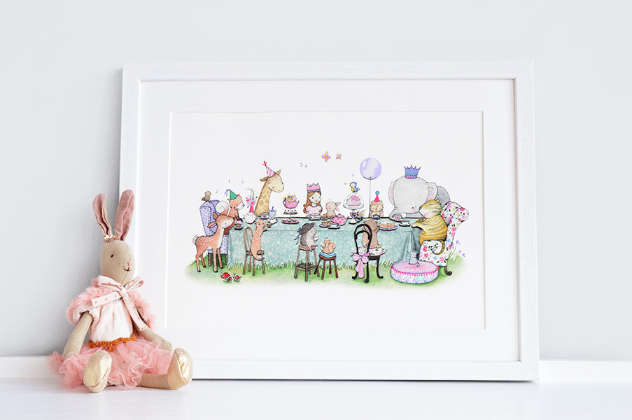 Girl's Personalised Enchanted Tea Party Picture