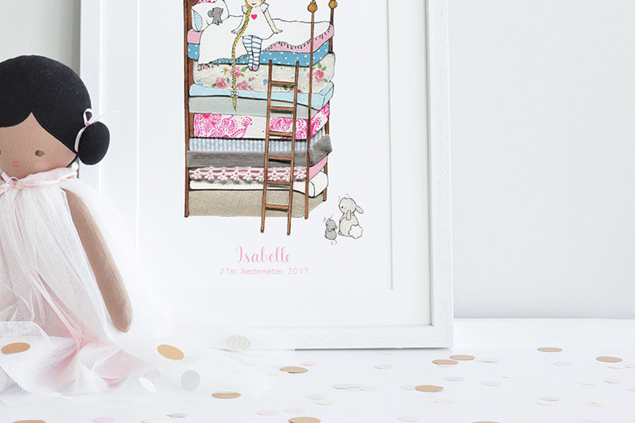 Girl&#39;s Personalised Princess and the Pea Picture (Copy)