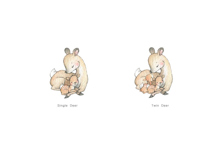 Mother and Baby Deer Nursery Wall Print