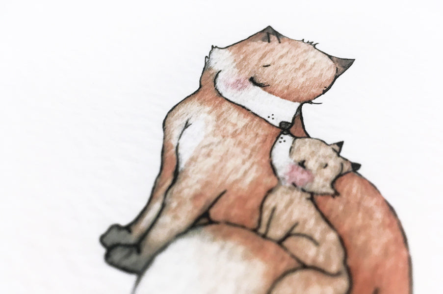 Mother and Baby Fox Nursery Art Print