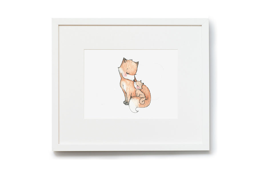 Mother and Baby Fox Nursery Art Print