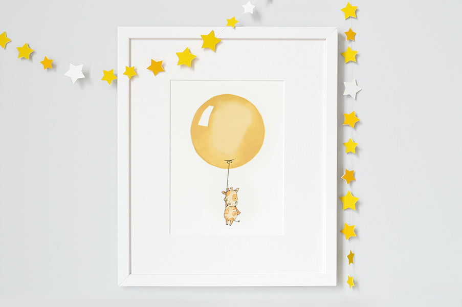 Kid's Mustard Balloon Bedroom Wall Picture