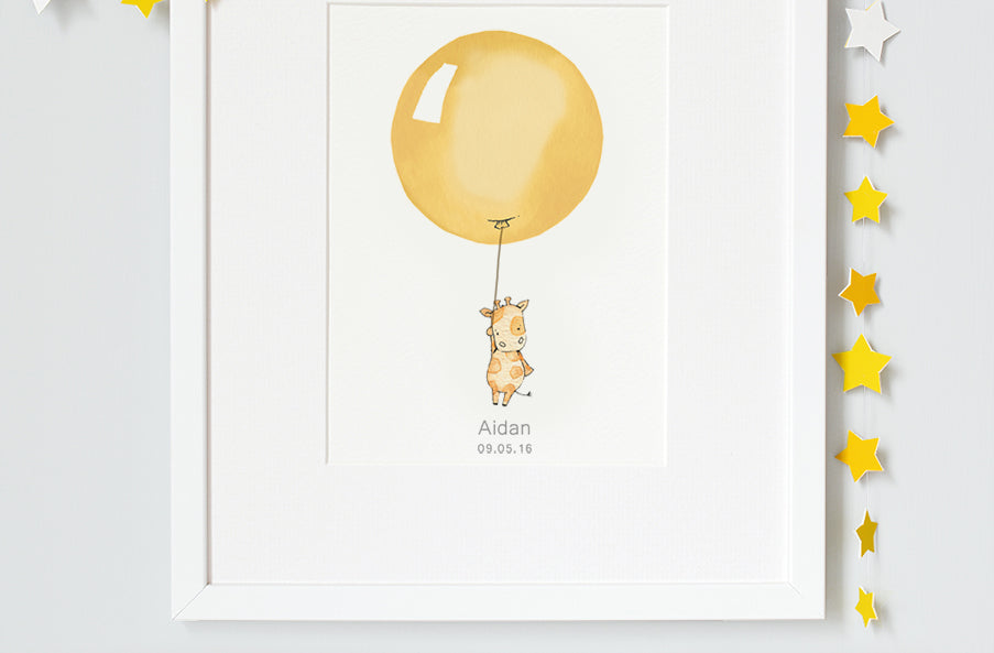 Kid&#39;s Mustard Balloon Bedroom Wall Picture