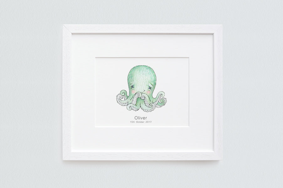 Newborn Baby Octopus Nursery Art Print