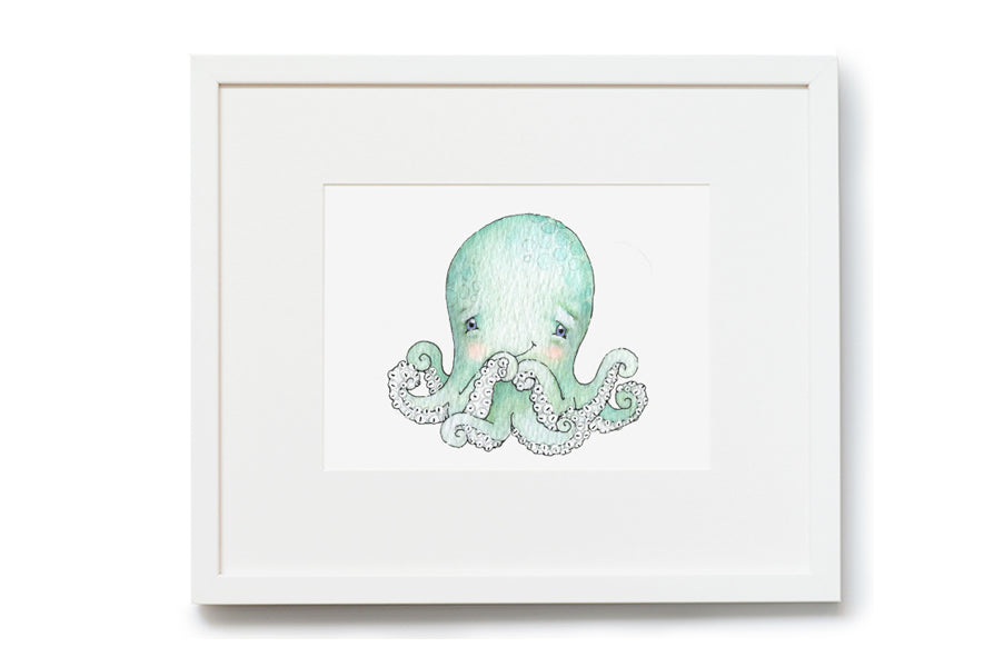 Newborn Baby Octopus Nursery Art Print