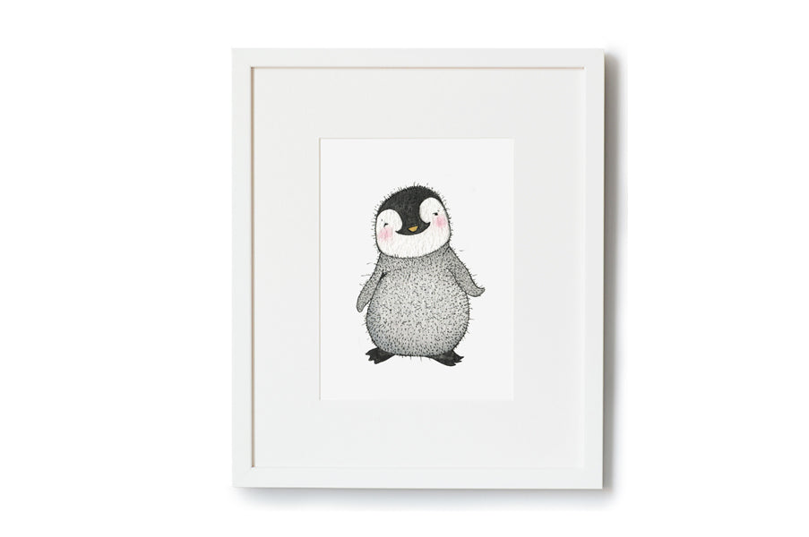 Newborn Baby Penguin Nursery Wall Print