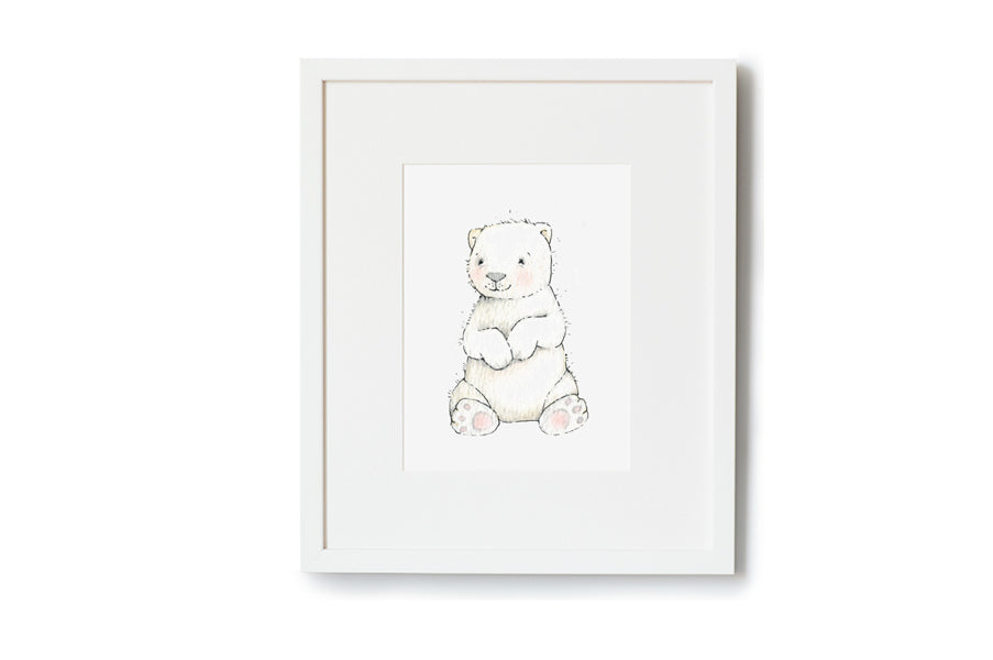 Newborn Baby Polar Bear Nursery Wall Art Print