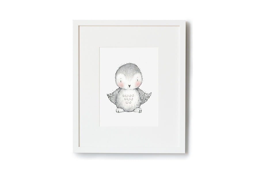 Newborn Baby Snowy Owl Nursery Picture