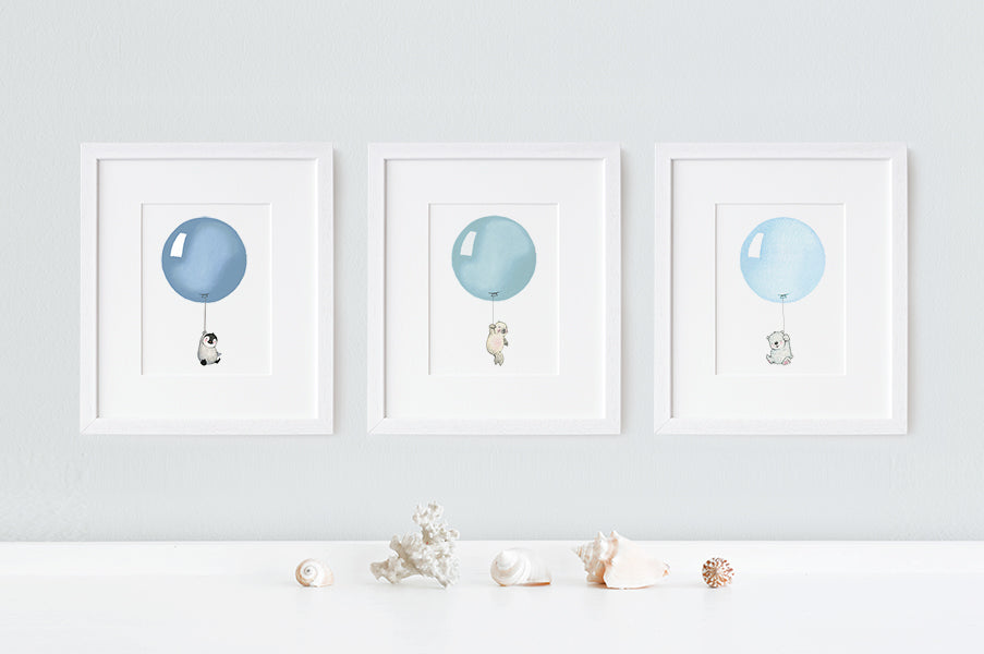 Ocean Balloon Set of Nursery Prints