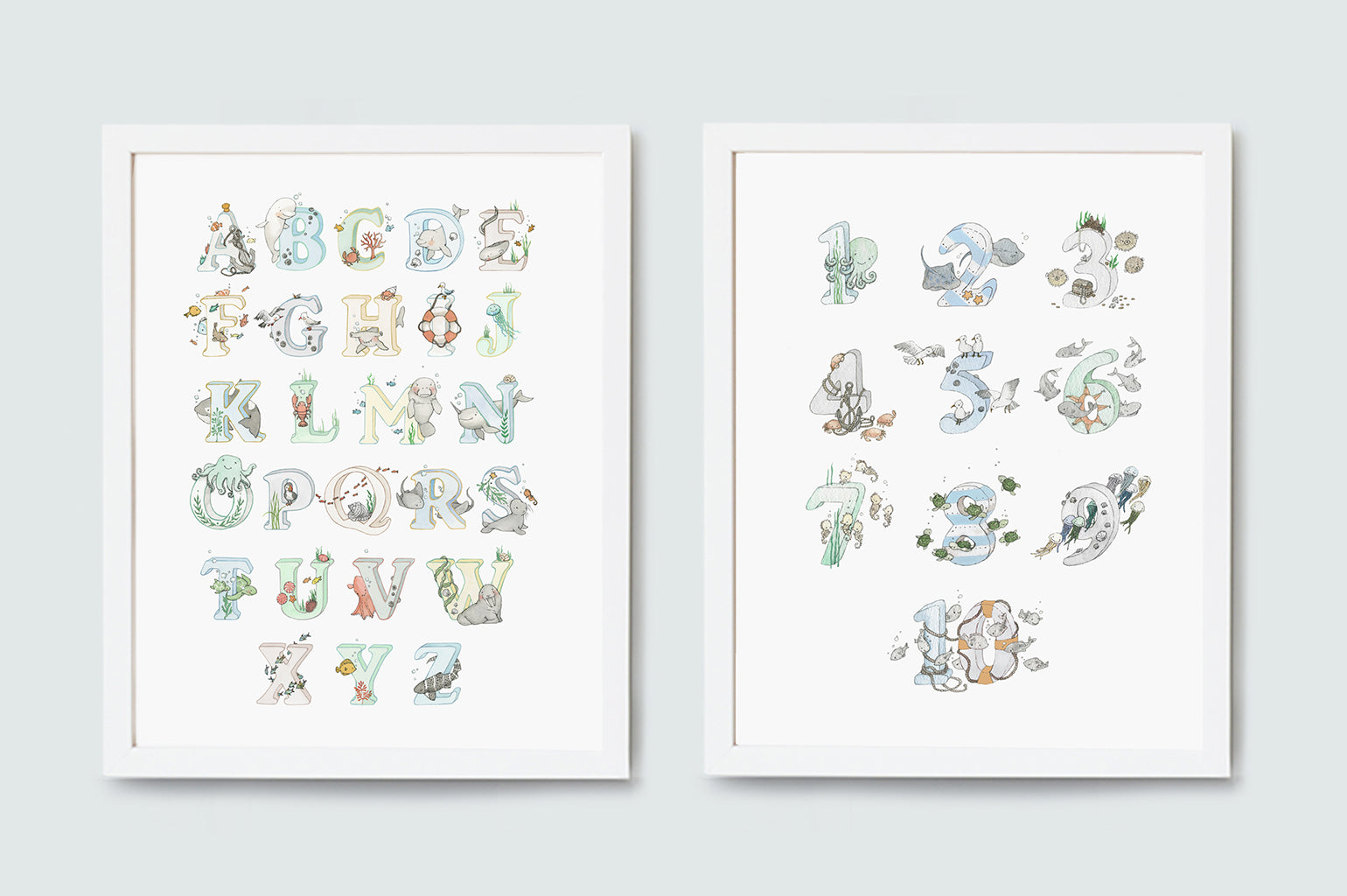 Children's Nautical Alphabet and Ocean Counting Set