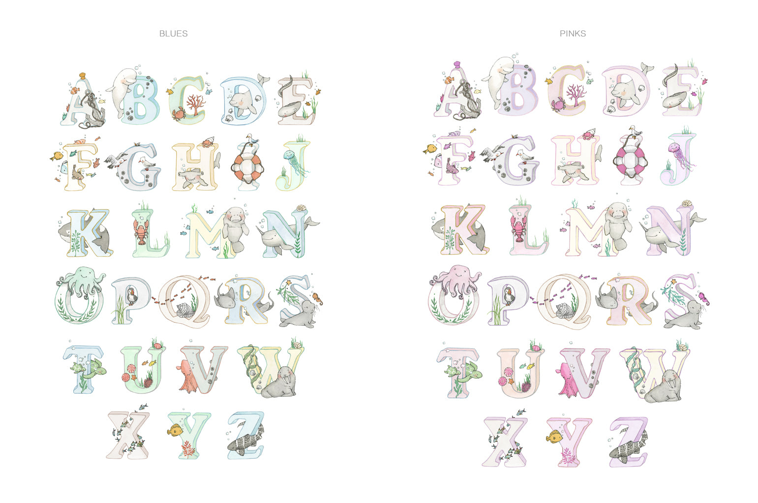 Children&#39;s Nautical Ocean Alphabet Wall Picture