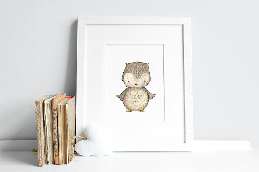 Newborn Baby Owl Nursery Wall Picture
