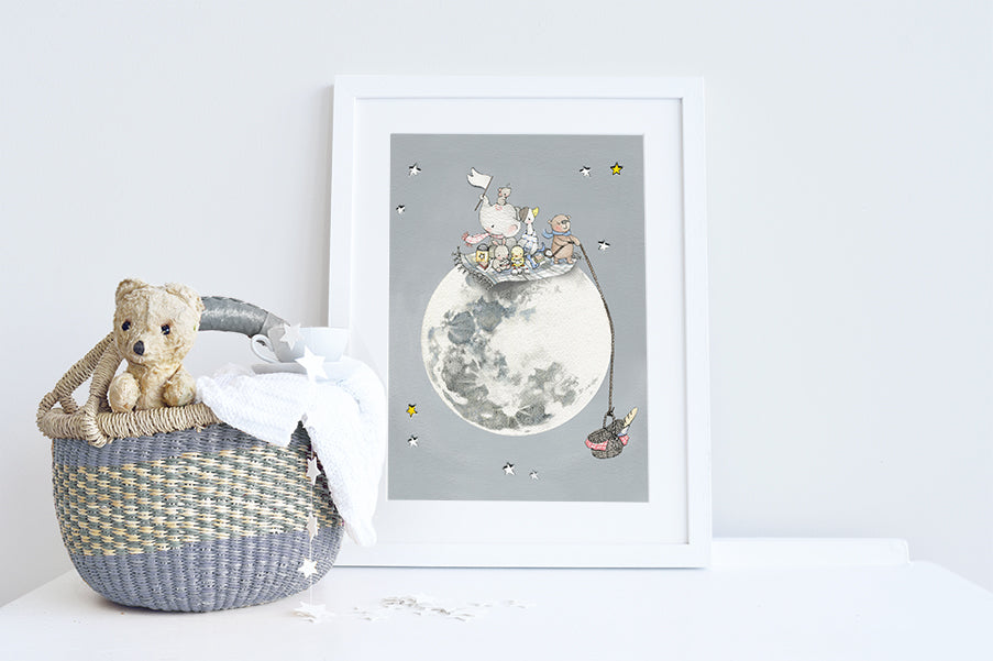 Children&#39;s Personalised Picnic on the Moon Picture (Copy)