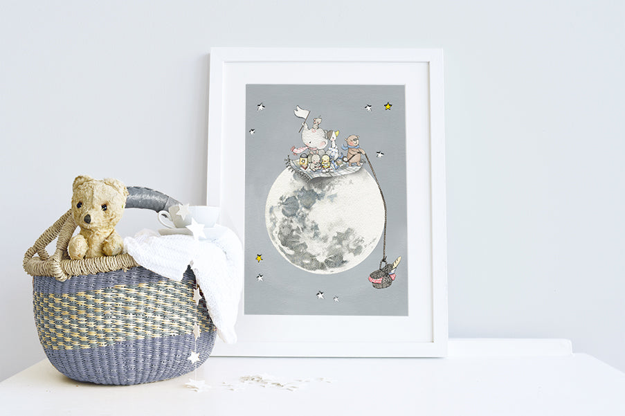 Children&#39;s Personalised Picnic on the Moon Picture (Copy)