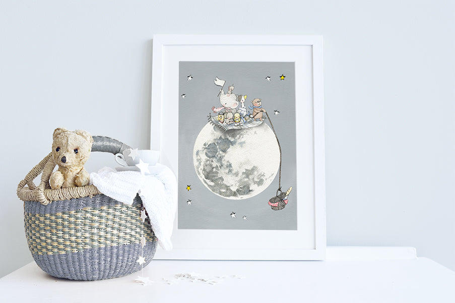 Children&#39;s Personalised Picnic on the Moon Picture (Copy)
