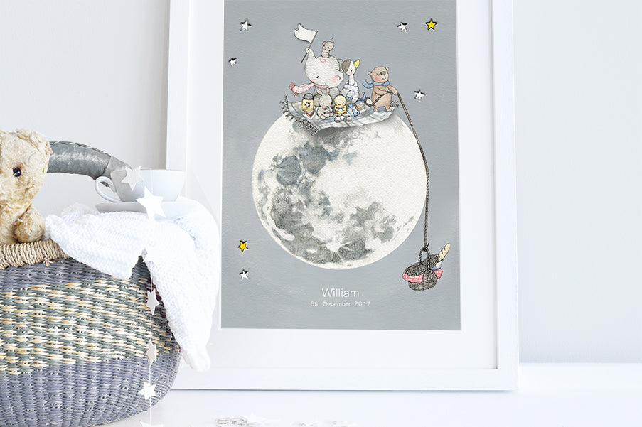 Children&#39;s Personalised Picnic on the Moon Picture (Copy)