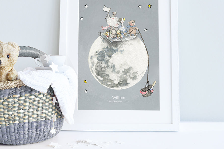 Children&#39;s Personalised Picnic on the Moon Picture (Copy)