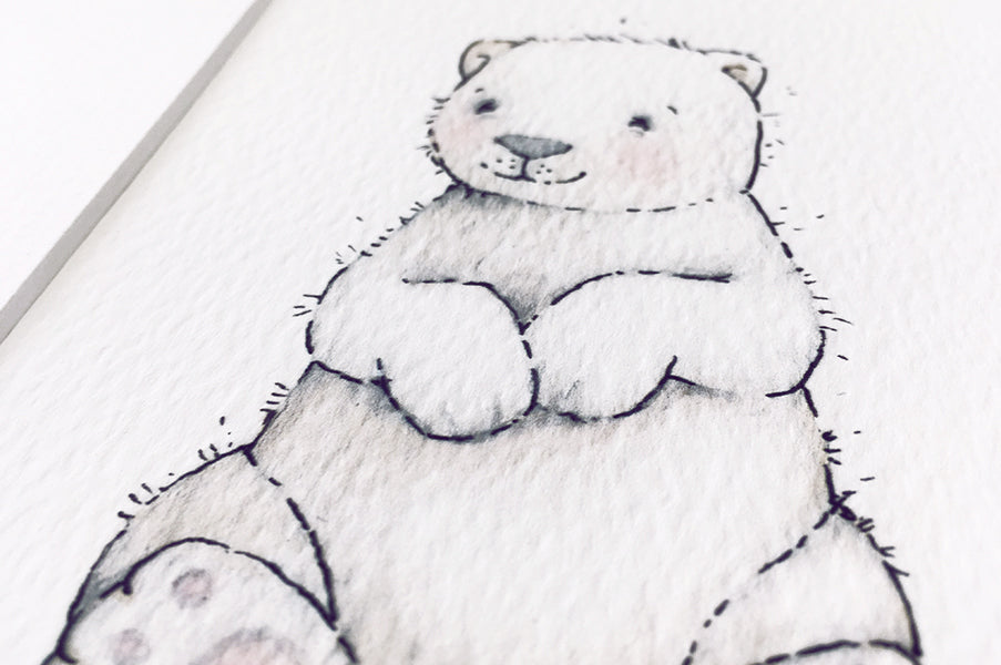 Newborn Baby Polar Bear Nursery Wall Art Print