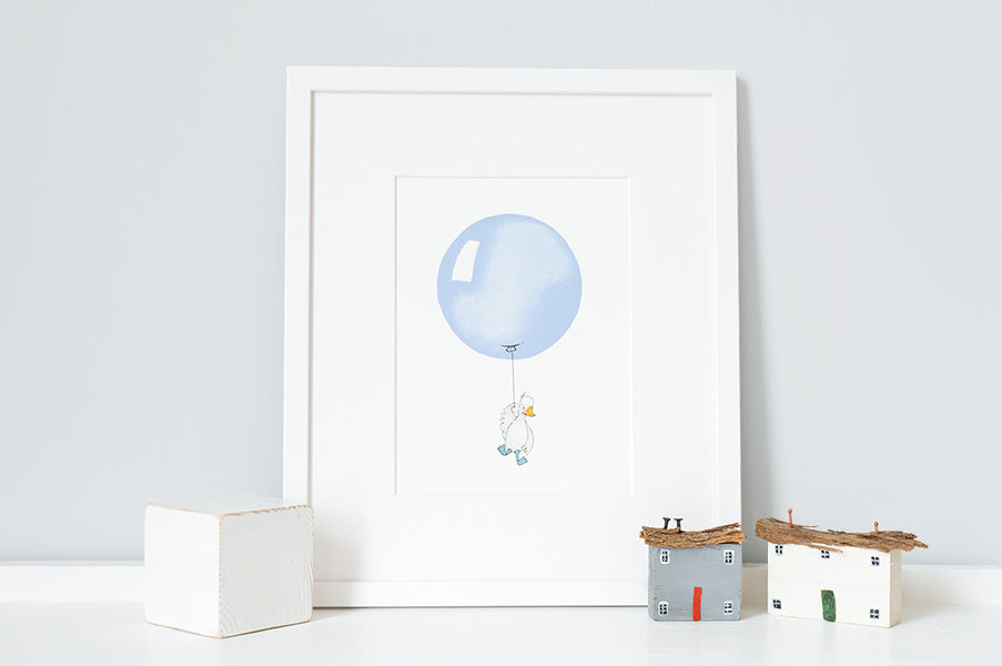 Powder blue balloon picture for baby boy's room