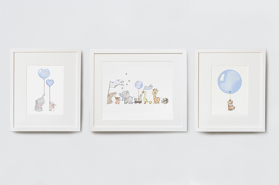 Baby Boy's Powder Blue Nursery Wall Art Set