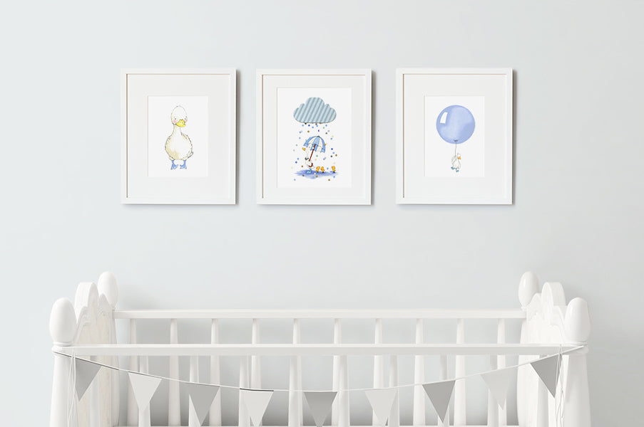 Baby Boy Puddle Duck Nursery Decor Print Set