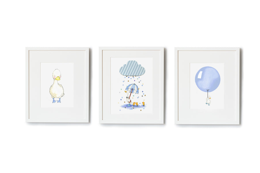 Baby Boy Puddle Duck Nursery Decor Print Set