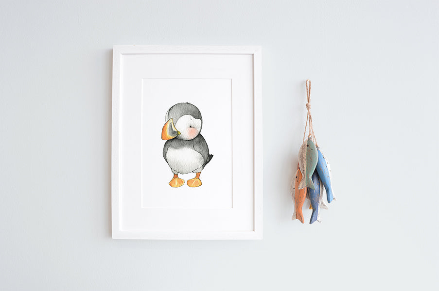 Newborn Baby Puffin Nautical Nursery Picture